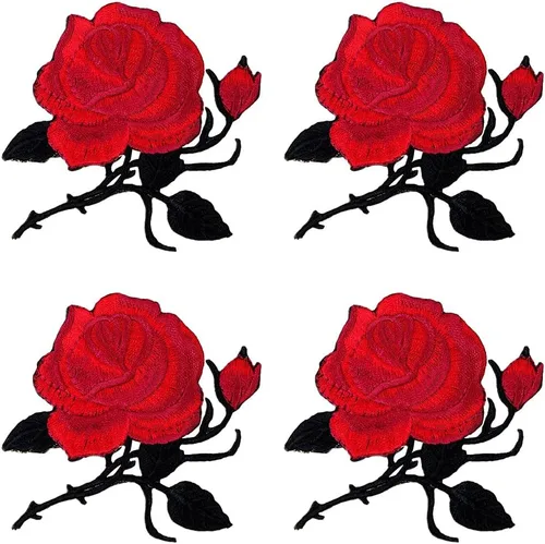 Mini Skater Parches bordados de rosas pequeñas, diseño retro floral, apliques decorativos para planchar o coser, parche de reparación para ropa de