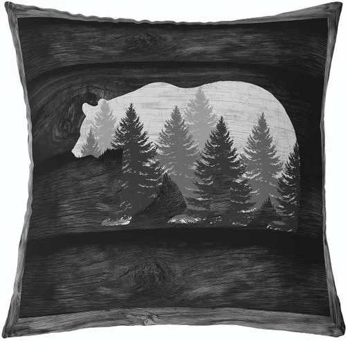 Miniatura 25 de Cartoon Bear Pillow Cover Cute Wild Animal Paw Print Cushion Cover for Kids Boys Girls Teens Jungle Pine Trees Silhouette Cabin Pillow Case for