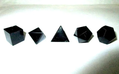 Miniatura 3 de Jet International Obsidiana Negra Geometría Sagrada Conjuntos 5 Piedras Platónica Sólida Grado Superior Calidad Merkaba Estrella con bolsa