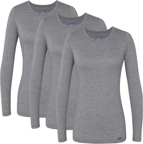 Camiseta de manga larga para mujer (paquete de 3 unidades) de Sivvan.