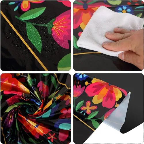 Miniatura 4 de Oudain 12 piezas de decoración de fiesta para fiestas, 3 piezas de 108 x 54 pulgadas, mantel de plástico Cinco de Mayo con 9 piezas de nido de abeja