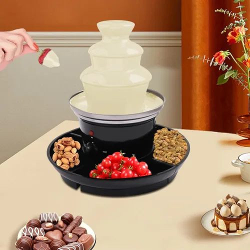 Miniatura 6 de Fuente de fondue de chocolate de 3 niveles, máquina calentadora eléctrica de chocolate inoxidable, fuente de chocolate cálida para el hogar, fuente