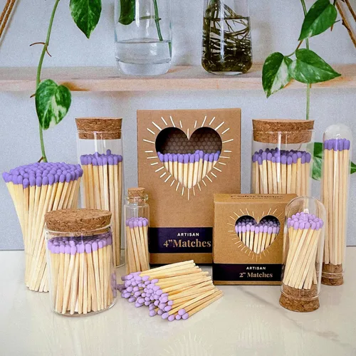 Miniatura 7 de Cerillas de color lila de 4 pulgadas (200 unidades, con calcomanías llamativas incluidas) Decorativo único y divertido para tu hogar, regalos