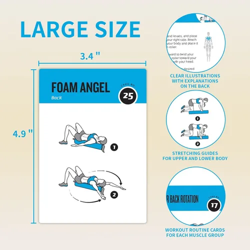 Miniatura 2 de Tarjetas de entrenamiento con rodillo de espuma, 62 tarjetas de ejercicios de gran tamaño de 5 x 3.5 pulgadas, tarjetas de fitness para mujeres