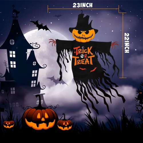 Miniatura 7 de Bandera de Jardín de Halloween para Exteriores Decoraciones al Aire Libre Impresas Doble Cara, Calabaza Fantasma Banderas de Patio para Invierno