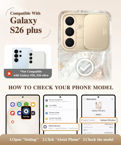 Miniatura 2 de GVIEWIN Funda para Samsung Galaxy S26 Plus, [cubierta deslizante para cámara y protector de pantalla integrado] [grado militar a prueba de golpes]