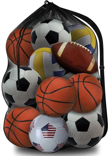 Miniatura 7 de Bolsa de malla resistente, organizador de almacenamiento de equipo deportivo para fútbol, baloncesto, voleibol, fútbol, béisbol y natación