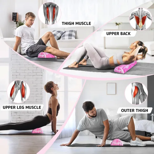 Miniatura 5 de Yes4All Rodillo de espuma firme de EVA para estiramiento, medio rodillo de espalda de yoga para masaje muscular para pilates, yoga, equilibrio