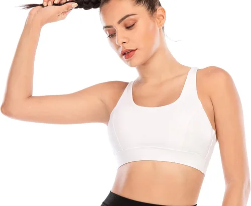Miniatura 48 de Brasieres deportivos para mujer, con relleno, tipo camiseta sin mangas, sexis, con espalda cruzada, de alto impacto, largos, ideales para practicar