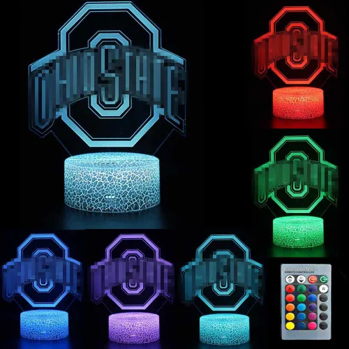 ZYTC 3D ilusión noche luz universidad equipo fútbol logotipo 7 cambio de color decoración lámpara escritorio mesa luz