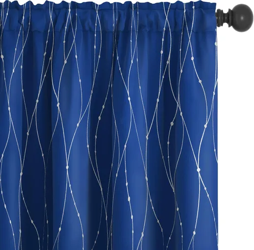 Miniatura 8 de Deconovo - Cortinas opacas con diseño de líneas onduladas y lunares, para dormitorio y sala de estar.