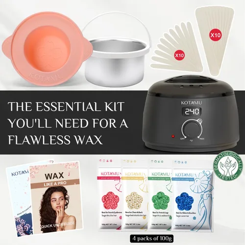 Miniatura 4 de KOTAMU Kit de depilación digital negra para mujeres y hombres, piel sensible, olla de cera dura para cejas, cara, piernas, axilas, depilación suave