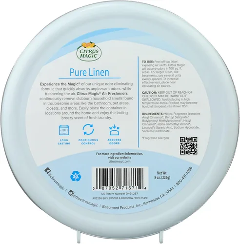 Miniatura 2 de Citrus Magic Ambientador sólido absorbente de olores, lino puro, 8 onzas, paquete de 3