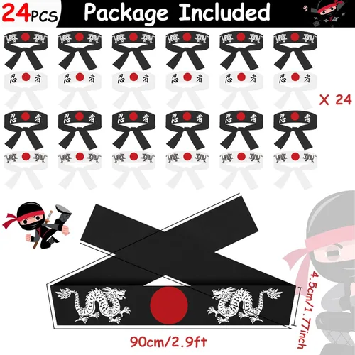 Miniatura 2 de ZOIIWA 24 diademas japonesas de karate japonés para sushi chef, bandana para karate, deportes, cocina, suministros para fiestas de cumpleaños