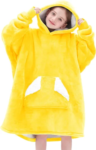 Miniatura 8 de Touchat Manta Ponible con Capucha, Sudadera de Manta Sherpa Oversized con Capucha, Bolsillo y Mangas, Manta con Capucha de Felpa Súper Suave y Rosa
