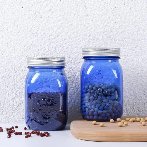 Miniatura 3 de Amzcku Tarros azules de 16 onzas con tapas, tarro de conservas de boca regular, paquete de 6 recipientes de vidrio multifuncionales