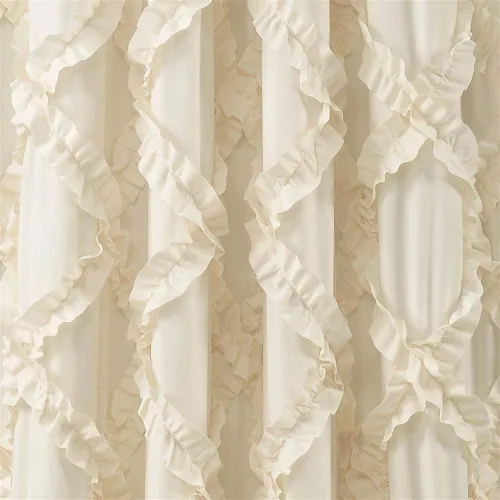 Miniatura 5 de Lush Decor Par de paneles de cortinas para ventana con volantes de diamante, 63 x 54 pulgadas, blanco