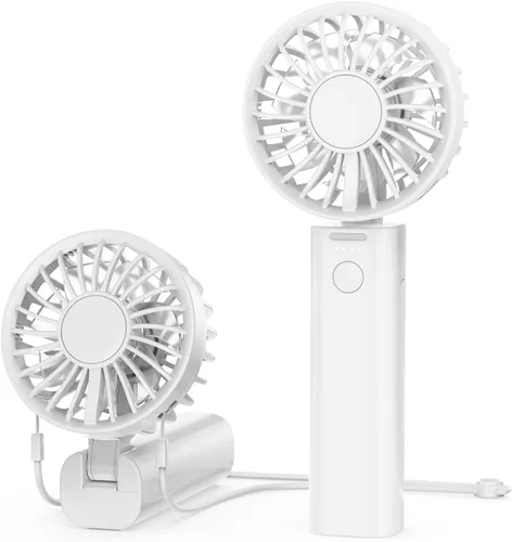 Sham Sham Ventilador de mano plegable, 2000 mAh y ultraportátil | El flujo de aire doble turbo se enfría un 40% más rápido | Tiempo de