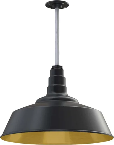Miniatura 9 de Steel Lighting Co. Manhattan Warehouse Light Lámpara colgante montada en el techo Cúpula de 20 pulgadas Montaje al ras Luz de granero