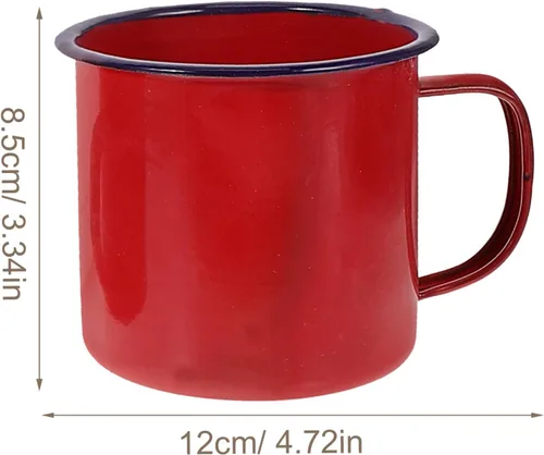 Miniatura 2 de Luxshiny 4 tazas esmaltadas vintage para camping, surtidas para oficina en casa y uso al aire libre y fácil de limpiar