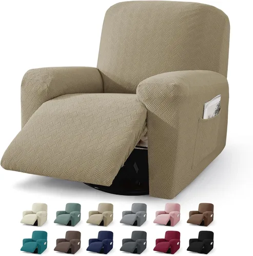 Miniatura 21 de JIVINER Fundas reclinables de gran tamaño de 3 piezas para sillón reclinable grande con bolsillos, tela jacquard elástica Lazy Boy funda para sofá