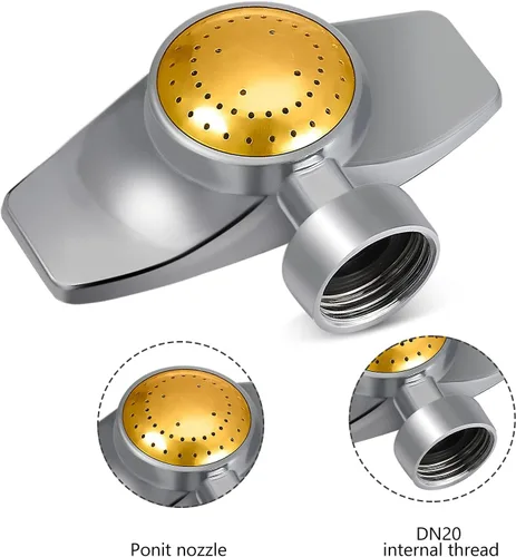 Miniatura 4 de Riakrum 1 paquete de rociadores de metal de 360 grados, rosca interna de 3/4 pulgadas, patrón circular ajustable con flujo de agua suave para patio
