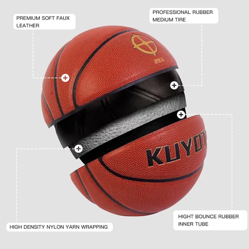Miniatura 8 de KUYOTQ Kids Toddler Youth Adult Size 3/4/5/6/7 Basketball 22/25.5/27.5/28.5/29.5" Thickened Rubber or Faux Leather Indoor Outdoor Basketball for