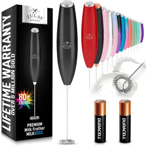 Miniatura 98 de Zulay Kitchen Espumador de leche de mano a pilas - Mezclador eléctrico de bebidas para café, lattes, capuchinos, matcha y chocolate caliente
