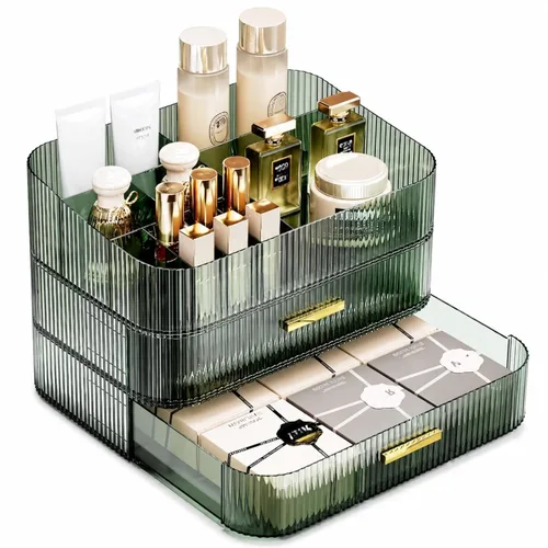 Miniatura 14 de Cajón organizador apilable de plástico transparente Organiza paletas de sombras de ojos, cosméticos y suministros de belleza en un tocador