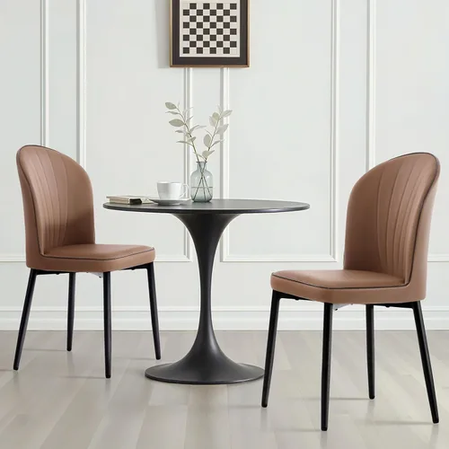 Lamberia Juego de 2/4 sillas de comedor tapizadas resistentes a los arañazos con asiento acolchado grueso y patas de acero, sillas modernas de