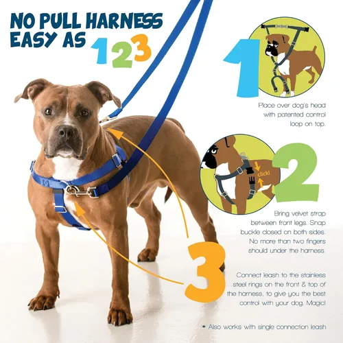 Miniatura 3 de 2 Hounds Design - Arnés para perro (libertad sin tirar), control ajustable, suave y cómodo para pasear perros fácilmente, para perros pequeños, Azul