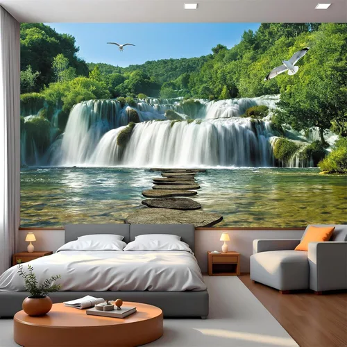 Miniatura 11 de FLFK Murales de Pared Despegables y Adhesivos de Paisaje de Cascada 78.7"x59" - Papel Tapiz Autoadhesivo Pintura Adhesivo Grande XXL Póster