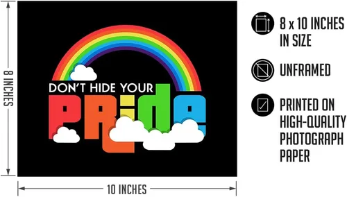 Miniatura 3 de Don't Hide Your Pride - Arte de pared de accesorios LGBTQ - Derechos LGBTQ - Decoración de orgullo gay - Regalos de orgullo LGBTQ - Señales