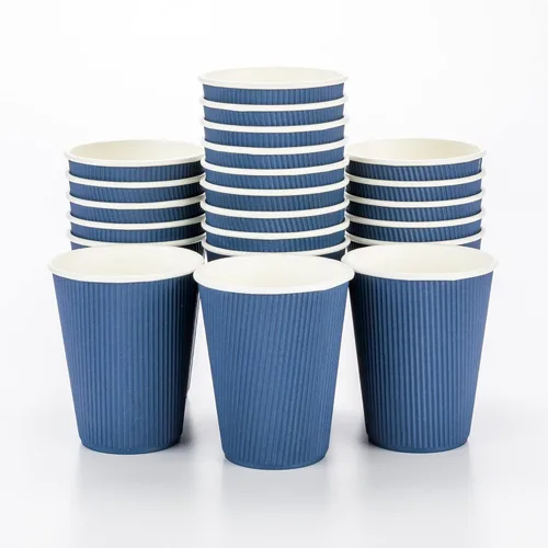 Miniatura 61 de Vasos de café de papel aislado de pared corrugada, 12 onzas, 12 onza, Negro