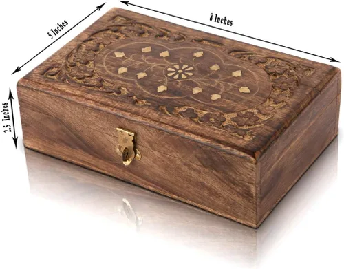 Miniatura 2 de Gran idea de regalo de cumpleaños, caja de joyería decorativa hecha a mano de madera con cerradura y llave, organizador de joyas, caja de recuerdo
