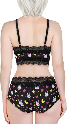 Miniatura 3 de Littleforbig Conjunto de ropa de dormir de encaje para mujer, ropa de dormir con tirantes y pantalones cortos, lencería bralette conjunto de ropa