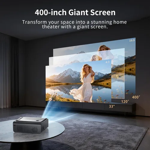 Miniatura 7 de 【Compatible con Netflix/alto brillo】Proyector inteligente con WiFi 6 y Bluetooth 5.3, proyector de películas para exteriores 4K con enfoque