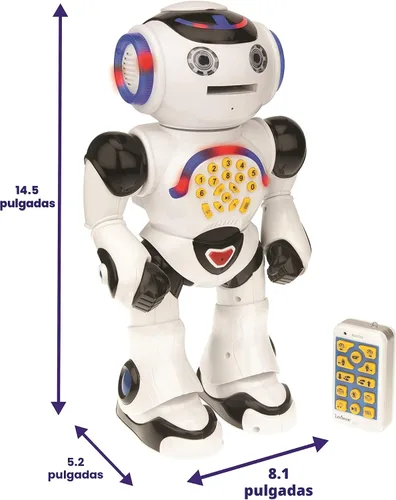 Miniatura 3 de LEXiBOOK Powerman - Robot de juguete con control remoto que camina y habla, baila, canta, lee historias, quiz de matemáticas, dispara discos e imita