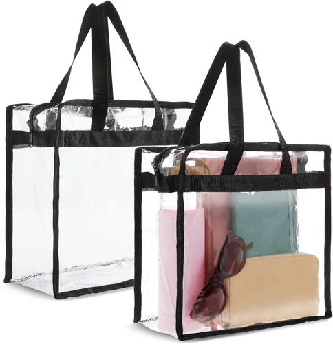 Juvale Clear Stadium Approved Bags - 12x6x12 Large Transparent Tote Bags with Zippers and Handles