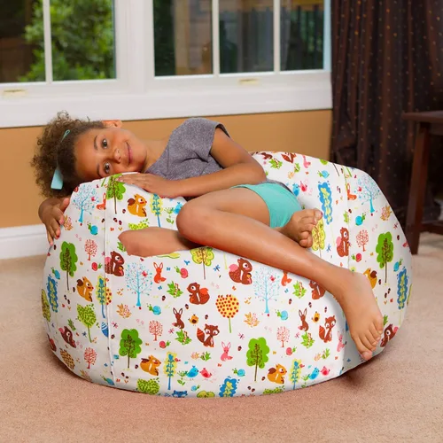 Miniatura 2 de Posh Creations Sillón puff grande de 38 pulgadas, lona con animales del bosque
