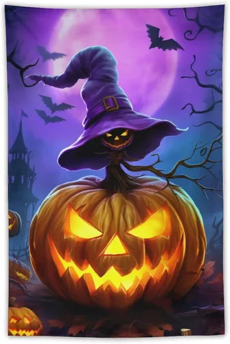 josnmre Tapiz morado con diseño de murciélago y fantasía, fantasma, para colgar en la pared, divertido tapiz de pared de calabaza para dormitorio,