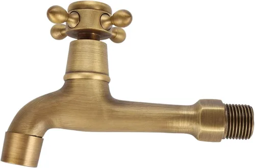 Miniatura 9 de Europeo montado en la pared vintage G1/2 "grifo de latón sólido solo cinta de agua fría para fregadero de cocina fregona piscina (L)