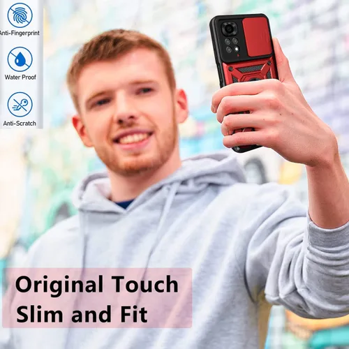 Miniatura 6 de CCSmall Funda para Xiaomi Redmi Note 11 4G (no 5G) con cubierta de cámara deslizante, funda de protección de grado militar resistente con soporte