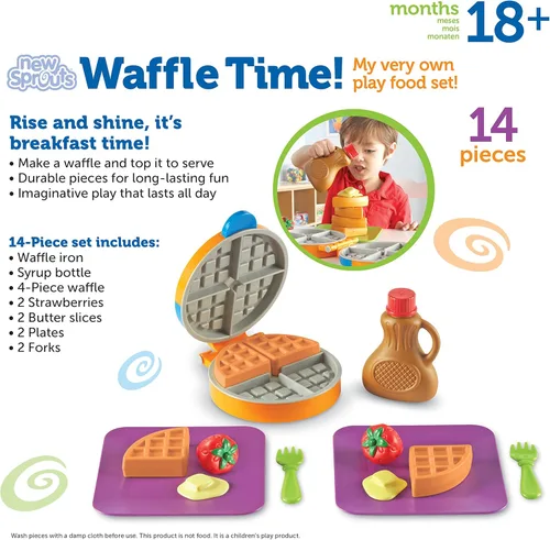 Miniatura 7 de Learning Resources New Sprouts Waffle Time - Juguetes de Cocina de Comida de Juego de Simulación para el Desayuno, Juego Educativo Montessori
