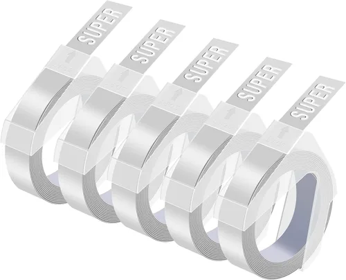 Miniatura 13 de USUPERINK Paquete de 5 etiquetas de plástico 3D compatibles con Dymo 520109, cinta blanca sobre negra, 0.354 in 3/8 pulgadas x 9.8 ft, 9.8 pies, uso