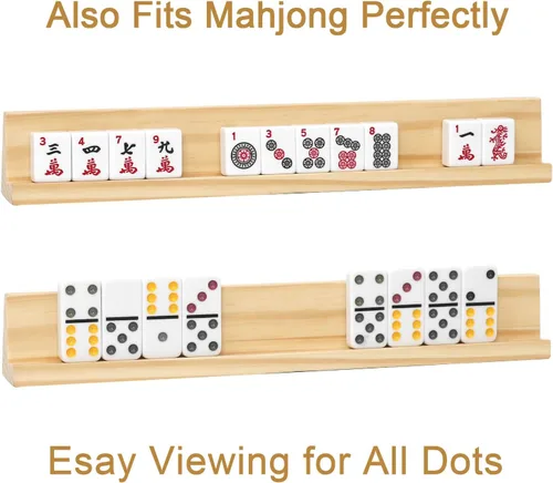 Miniatura 2 de Juego de 8 estantes de dominó, bandejas de dominó de tren mexicano, soportes de dominó de madera para tren mexicano, combo de pata de pollo, mahjong