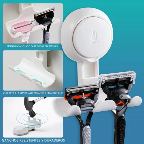 Miniatura 5 de TAILI Soporte para maquinilla de afeitar con ventosa para ducha, paquete de 2, toalla, lufa, soporte para afeitadora para pared de baño, potentes