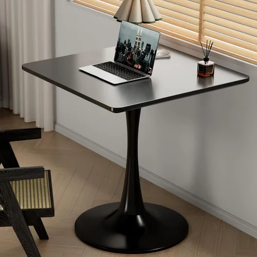 Miniatura 9 de Mesa pequeña de tulipanes de 24 pulgadas para 2 personas, mesa de comedor redonda de nogal para cocina, mesa moderna de mediados de siglo con base