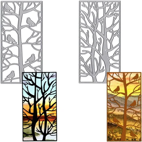 Miniatura 7 de Estivaux Troqueles de marco de árbol para hacer tarjetas, árboles, hojas, flores, juegos de troqueles de corte de marco cuadrado, plantillas