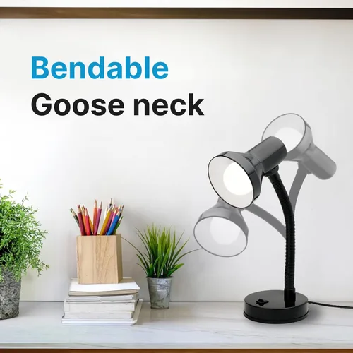 Miniatura 6 de Xtricity Luz LED de escritorio, cuello de cisne ajustable de 360°, lámpara para el hogar y la oficina con bombilla A19 de 7 W, 120 V, interruptor
